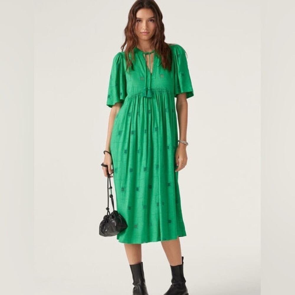 ba&sh Women's Romy Midi Dress Kelly Green Size 1 (U.S. S)